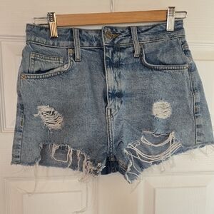 Forever 21 Distressed Light Blue Denim Shorts